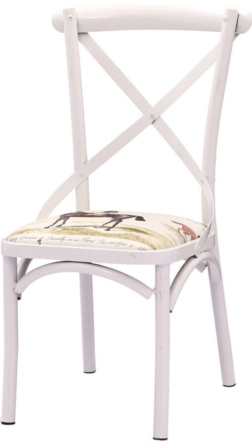 New Design White Cross Back Dining Metal Chairs for Sale