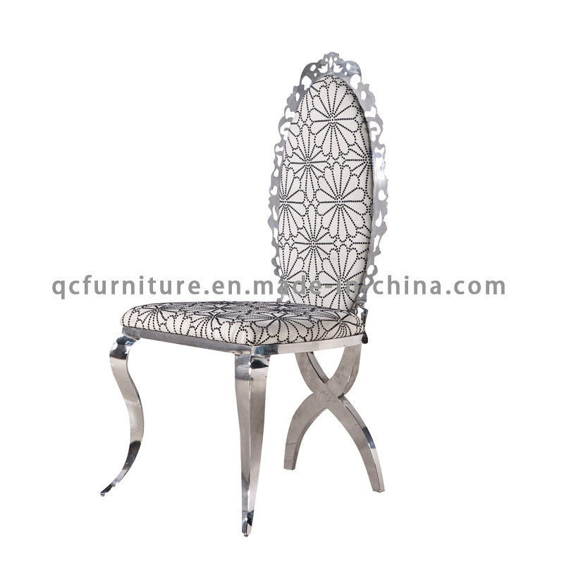 Front Leg Snake Shape Stainless Steel Fabric Dining Chair