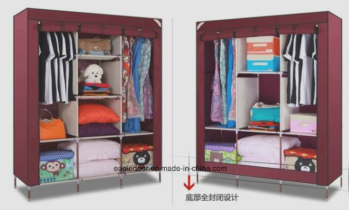 Modern Simple Wardrobe Household Fabric Folding Cloth Ward Storage Assembly King Size Reinforcement Combination Simple Wardrobe (FW-59)