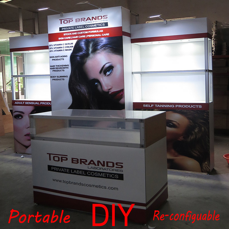 Custom Portable Modular DIY Exhibition Trade Show Booth Display Shelves