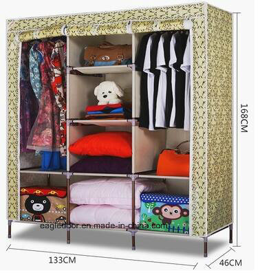 Modern Simple Wardrobe Household Fabric Folding Cloth Ward Storage Assembly King Size Reinforcement Combination Simple Wardrobe (FW-59E)