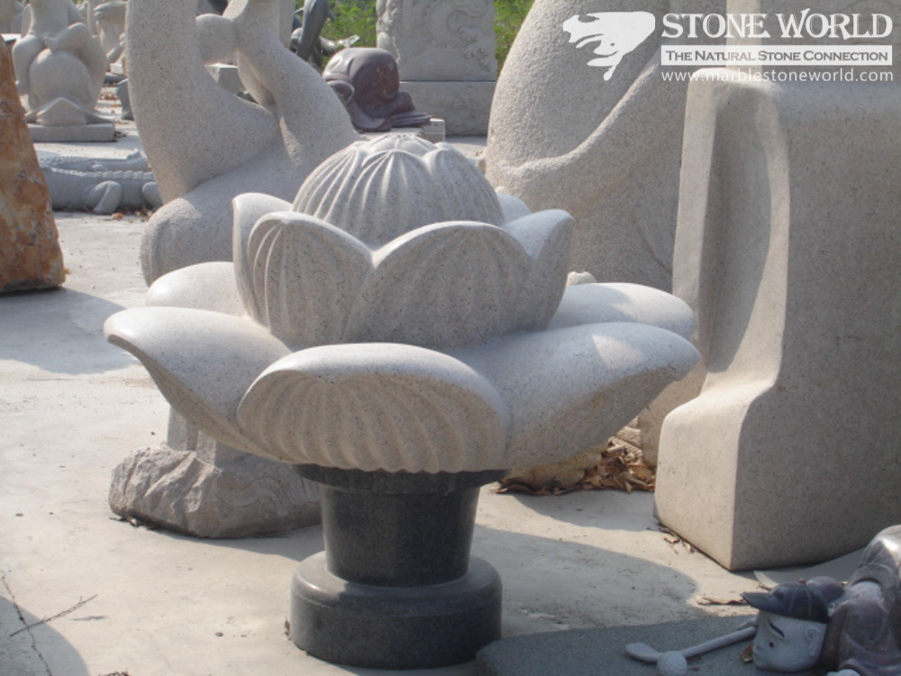 Lotus Granite Carving for Garden Decoration (CV018)