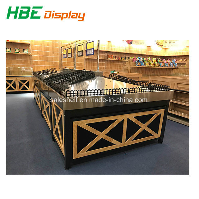 Wooden Supermarket Vegetable and Fruit Display Shelf