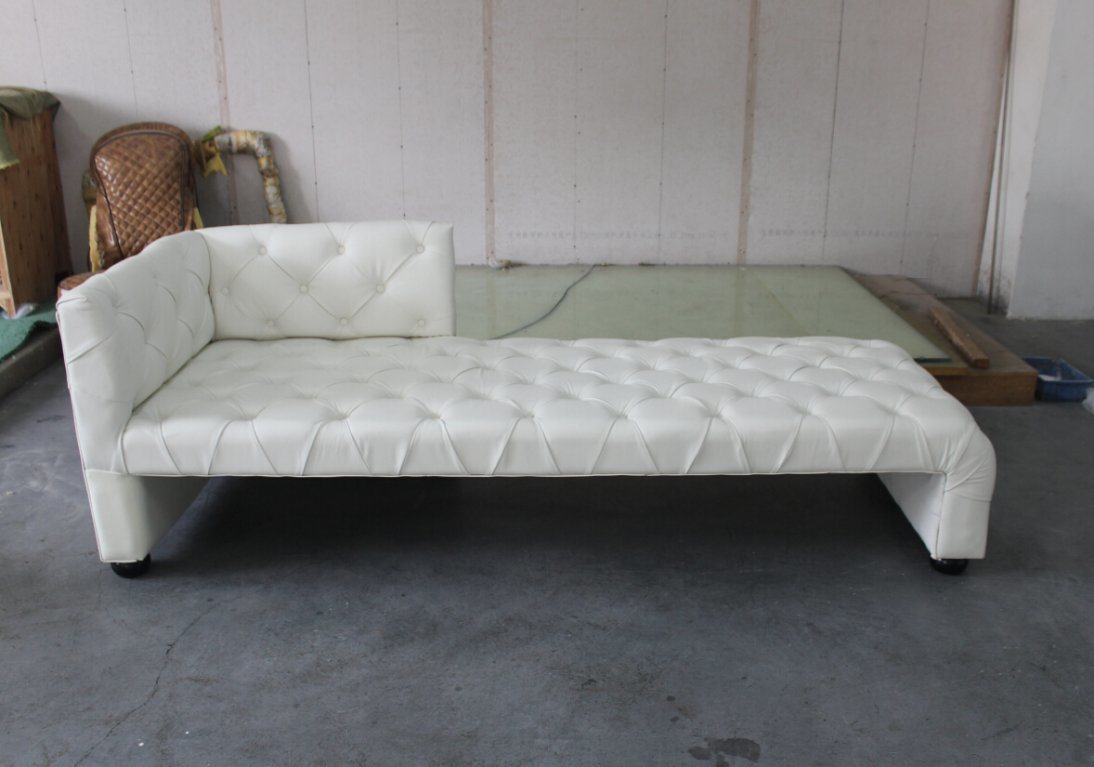 Genuine Leather Chaise Longue, Italian Leather Chaise Longue, White Leather Chaise Longueyh-219