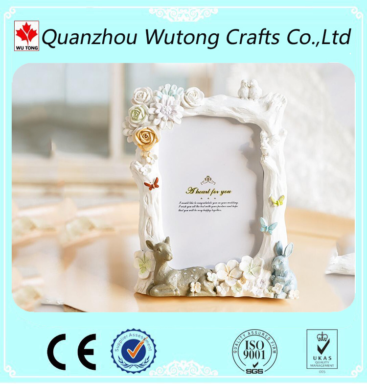 Custom Resin White Flower Picture Frame for Decoration Resin Photo Frame