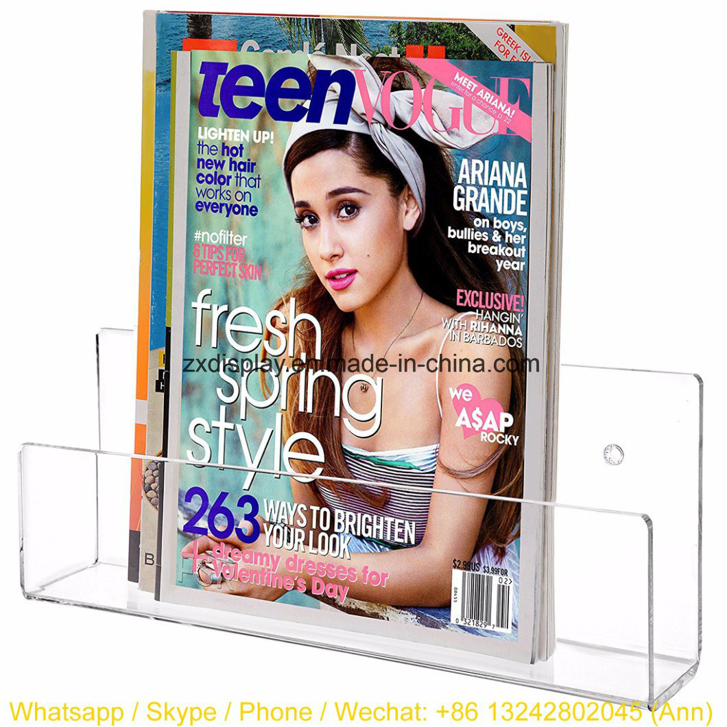 Modern Clear Acrylic Wall Mounted Magazine & Brochure Display Rack