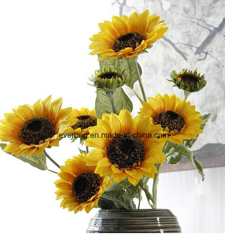 Low MOQ Flower Artificial High Quanlity Artificial Sunflower for Wedding Decoration