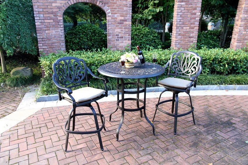 Cast Aluminum Garden Barstool 3PC Set Furniture