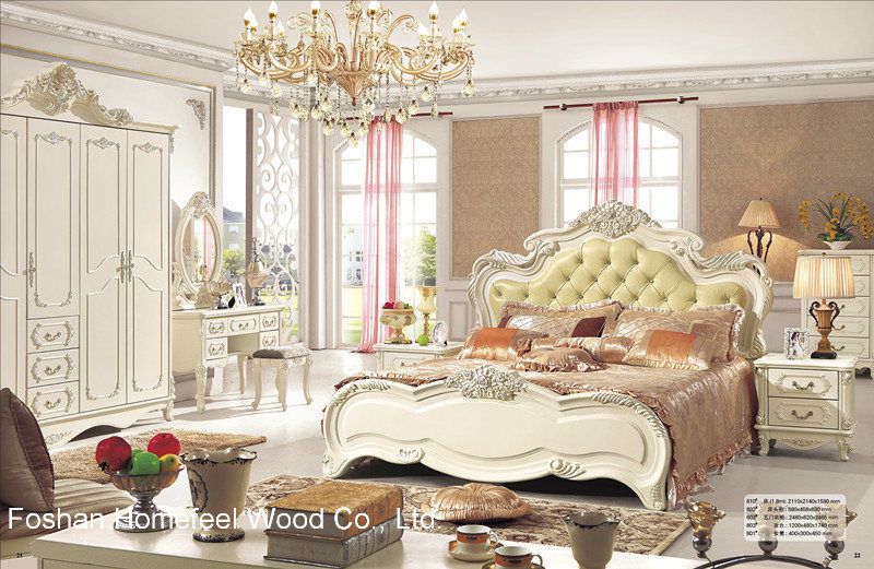 Antique Style Classical Wooden Bedroom Furniture Set (HF-MG011)