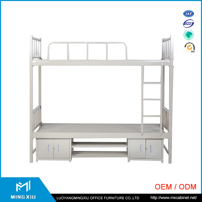 China School Equipment Supplier Cheap Metal Bunk Beds / Bed with Cabinet