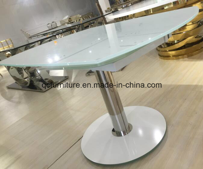 Rotatary Dining Table Practical with White Tempered Glass 963#