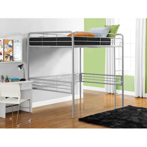 Full Metal Loft Bed with Built-in Ladder