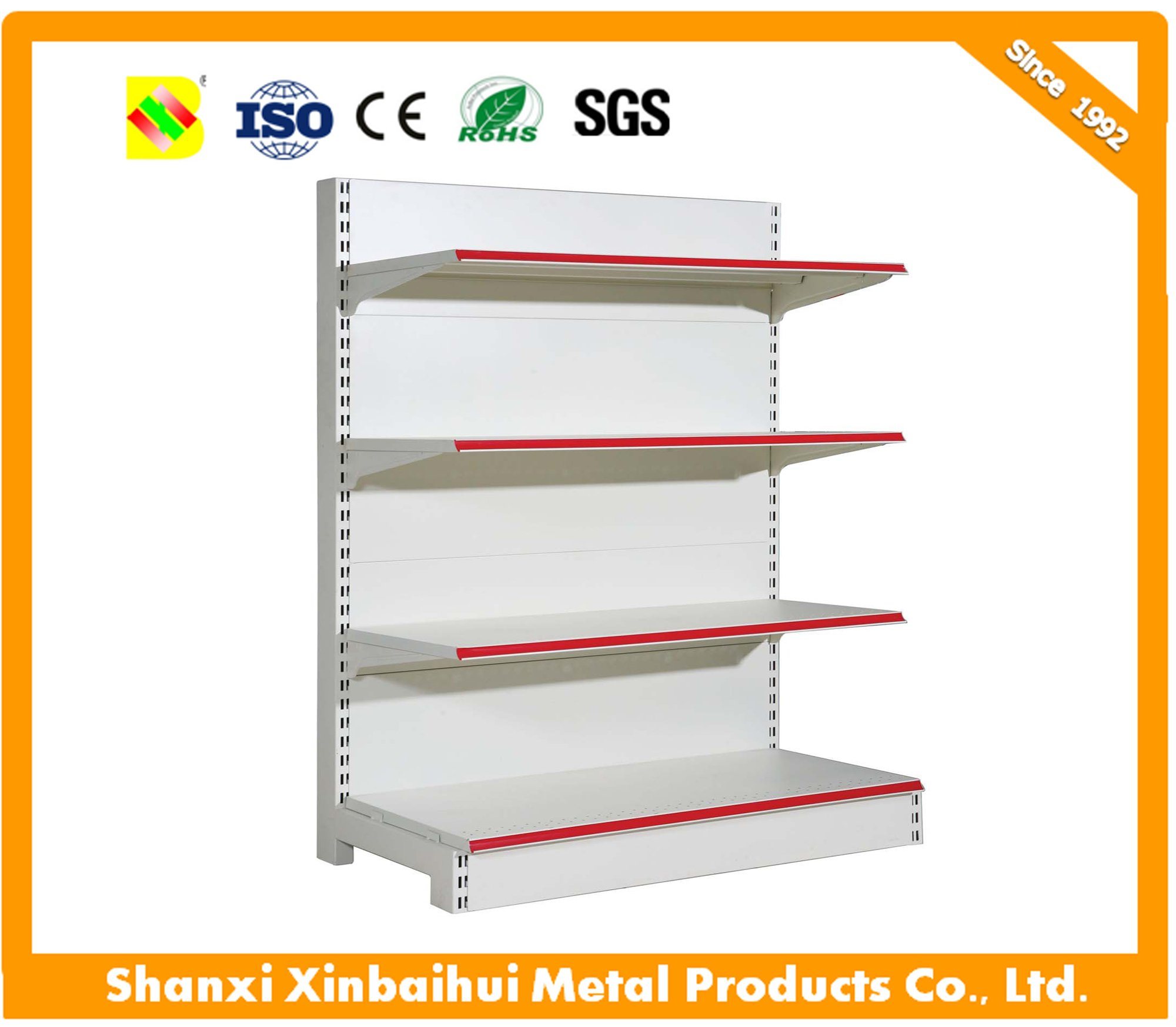 Supermarket display Shelf with Powder Coated, Made of PVC, OEM Orders Are Welcome