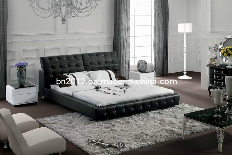 Hot Selling Genuine Leather Bed (SBT-5828)