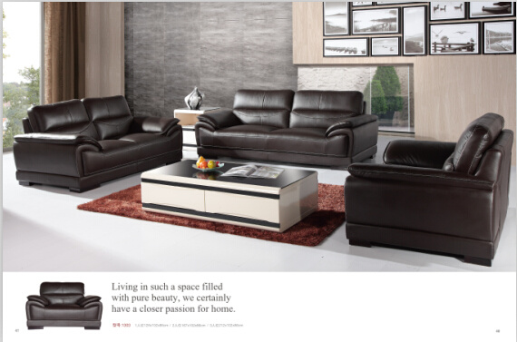 Living Room Furniture Genuine Leather Sofa with High Density