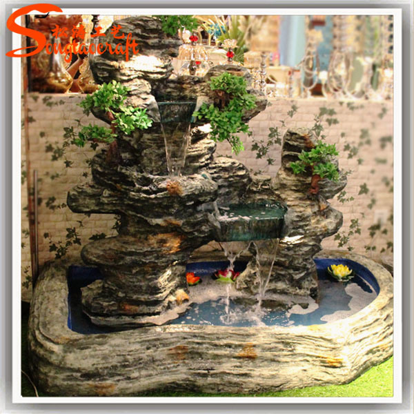 2015 Unique Style Plastic Fake Artificial Decoration Waterfall Fountain Rockery