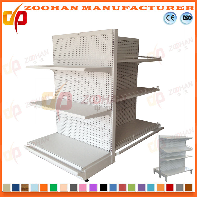 Manufactured Customized Pegboard Metal Supermarket Gondola Shelves (Zhs464)