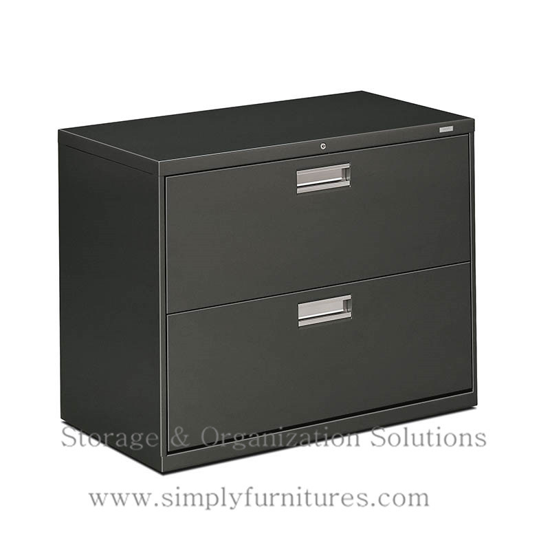 Black Metal Lateral File Cabinet with Drawer