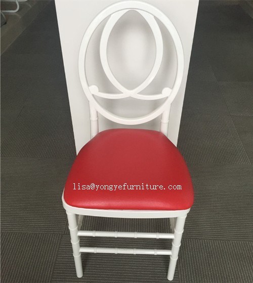 White Plastic Resin Stackable Phoenix Chair with Red PU Cushion