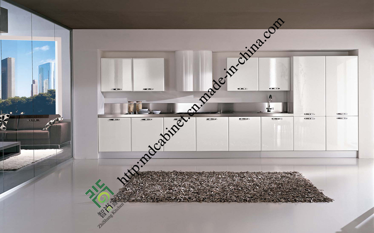 Wood Veneer Modern Lacquer Kitchen Cabinets Price (zs-435)