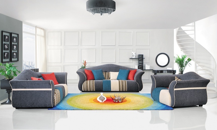 Modern Living Room Furniture Sofa Set Corner Fabric Sofa