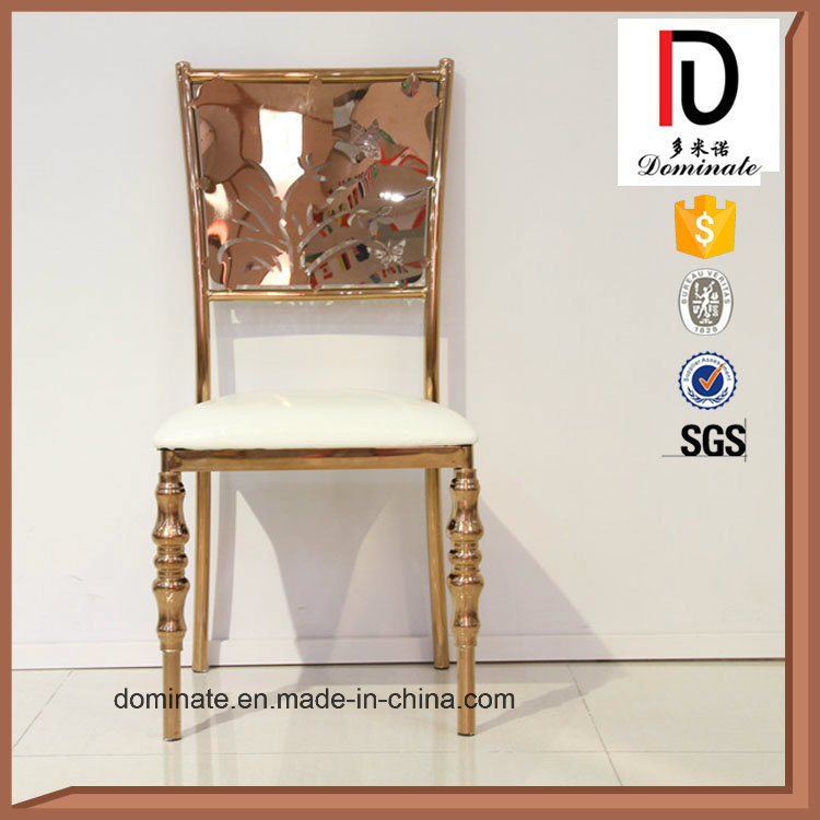 Butterfly Pattern Stainless Steel Rose Gold-Plated Dining Chair