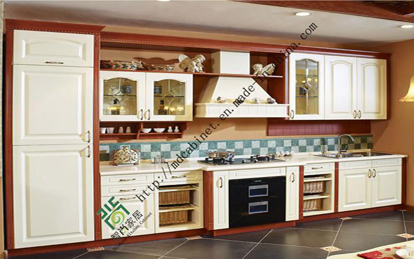 Modern Custom Made White Solid Wood Kitchen Cabinet