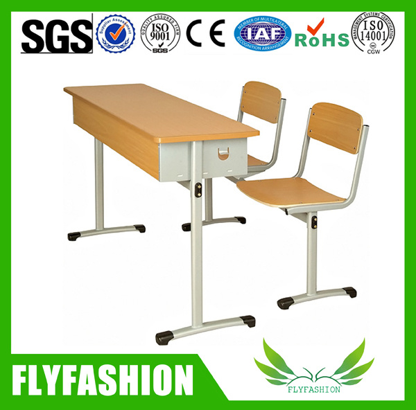 Wooden Middle Double Student Desk and Chair (SF-03D)