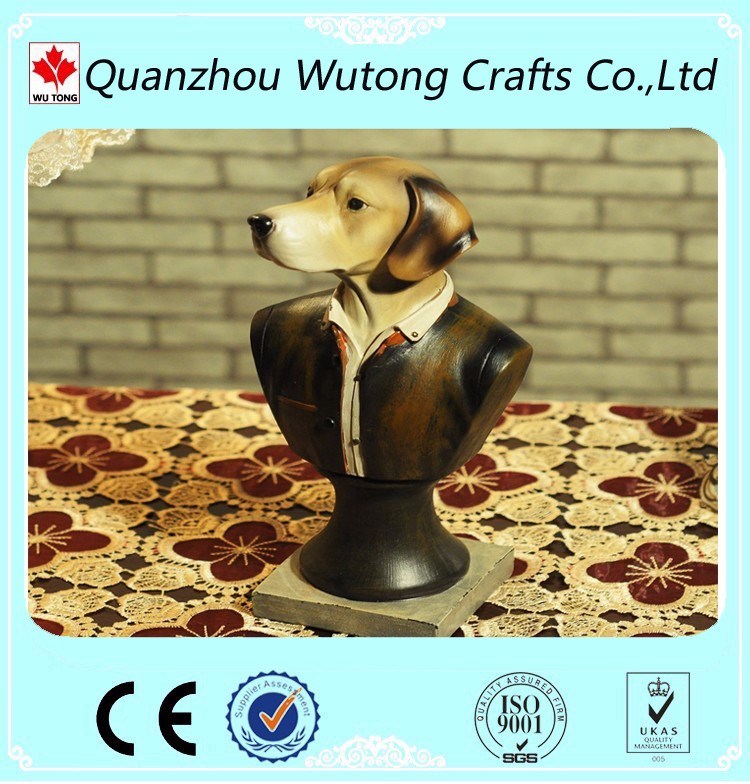 Handmade Resin Dog Like Gentlemen Sculpture Model for Home Decoration