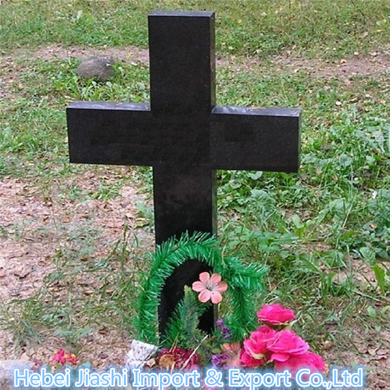 Popular Shanxi Black Granite Cross Tombstone for Love