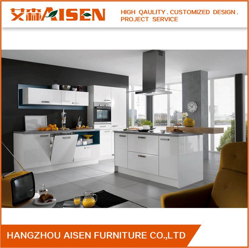 2018 Aisen Hot Sale Simple Design White Lacquer Kitchen Furniture