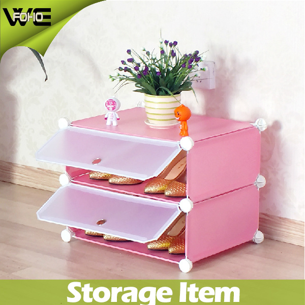 2 Cube Waterproof Shelf Plastic Storage Shoe Organizer Cabinet