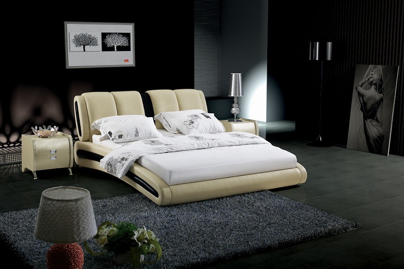 Bedroom Furniture Modern Genuine Leather Soft Bed (SBT-5826)