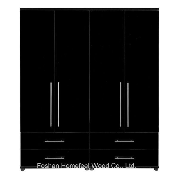 Traditional Black Bedroom Combination 4 Door Wardrobe (WB79)