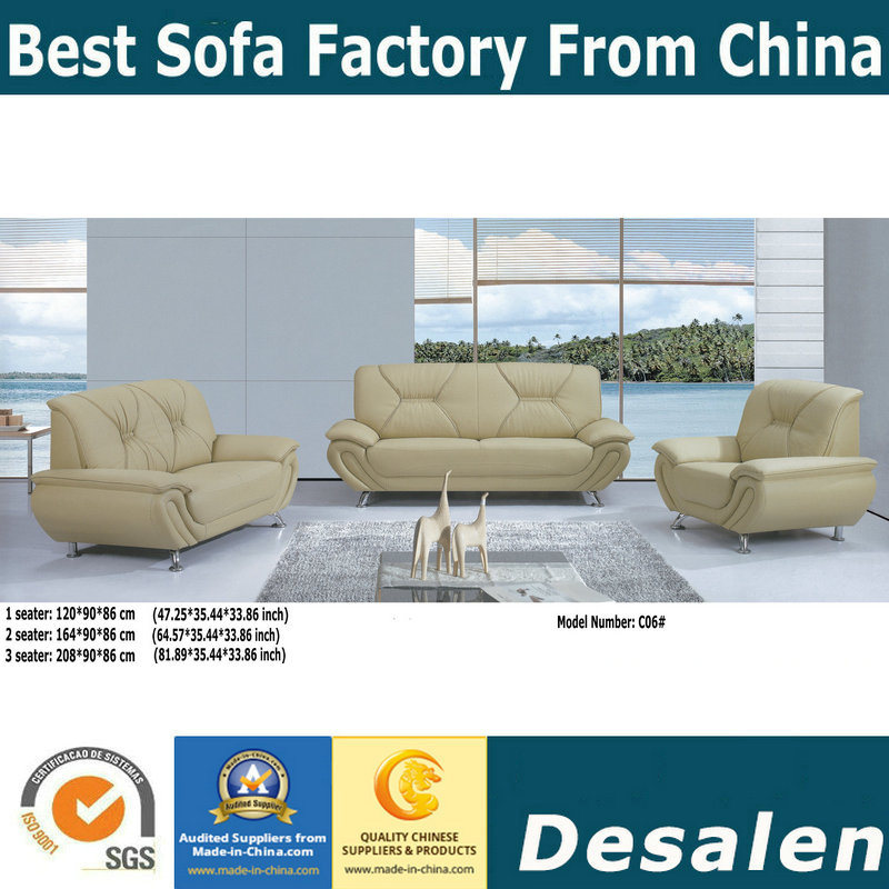 High Quality Top Grain Modern Genuine Leather Sofa (C06)