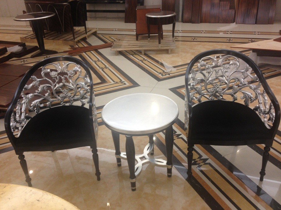 Luxury Dining Sets/European Style Restaurant Furniture/Silver Foil Dining Sets (GLNDT-001)