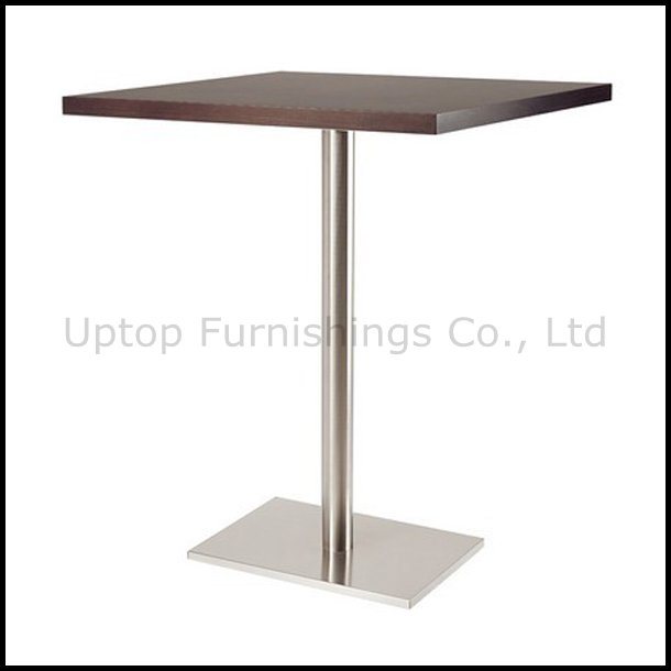 Stainless Base Wooden Top Four Seater Rectangle Bar Table (SP-BT654)