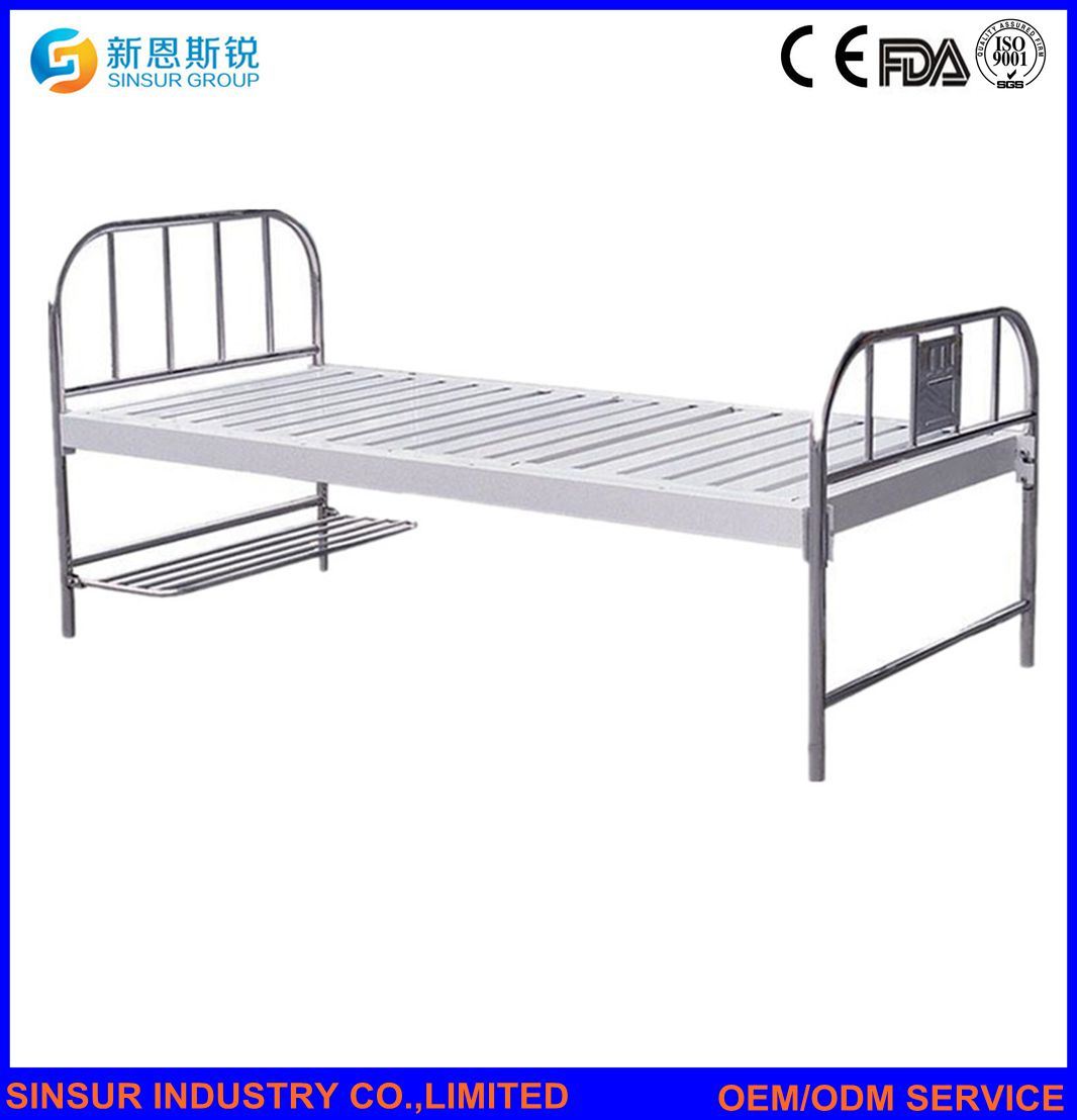 ISO/CE Certified Medical Furniture Stainless Steel Flat Hospital Bed