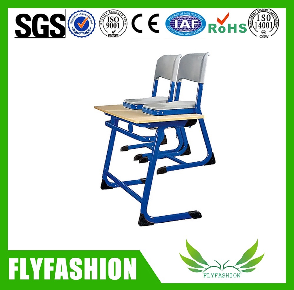 School Student Double Wooden Desk and Chair