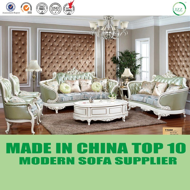 Fashion Home Furniture Classic Sofa with Wood Craft Decor