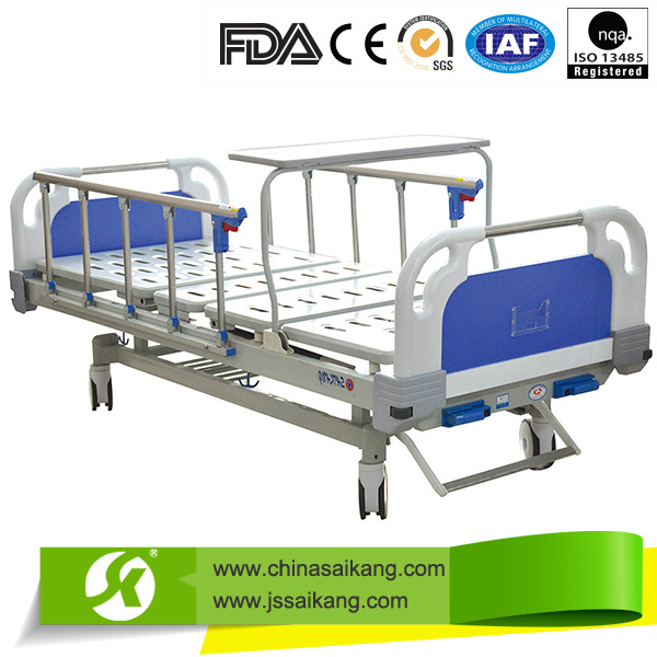 Manual Hospital Adjustable Crank Clinic Bed with Aluminum Alloy Siderails