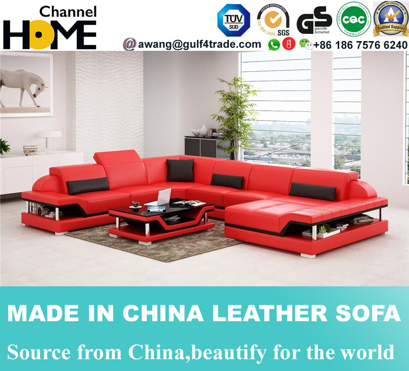 Modern Home Fashion Black Leather Sofa with Corner (HC1110)