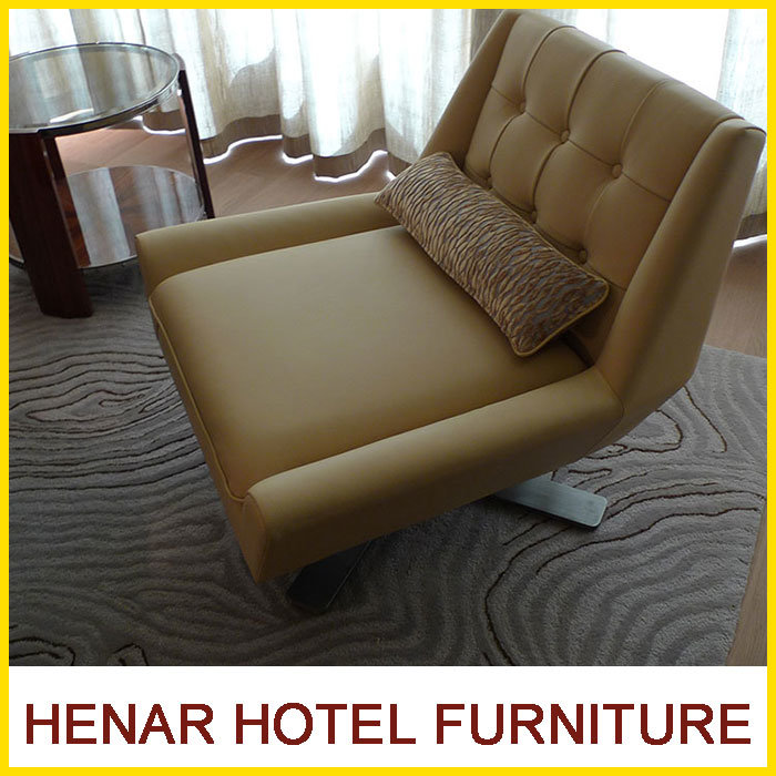 Hotel PU Leather Leisure Accent Chair with Stainless Steel Legs