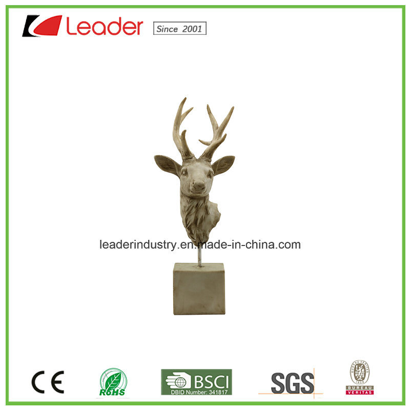 New Polyresin Deer Head with a Base Sculpture for Home and Table Decoration