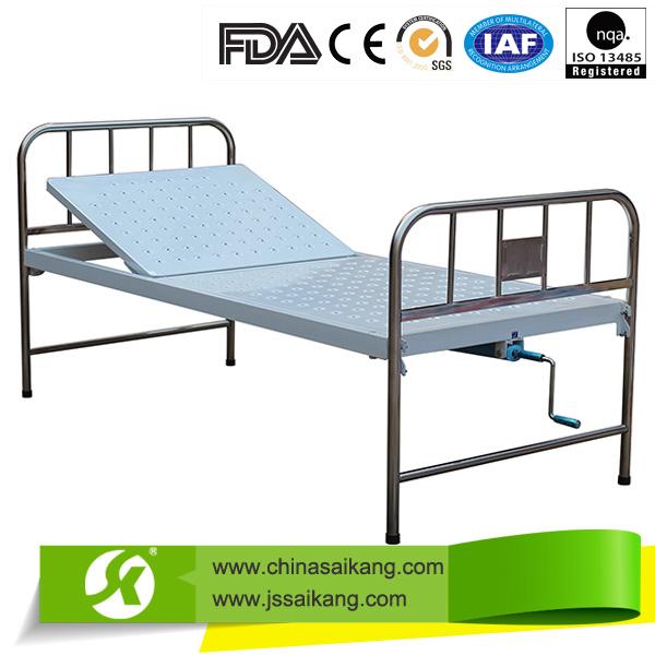 Sk057-3 Medical Appliances Single Crank Stainless Manunal Bed