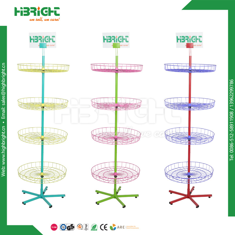 Supermarket Store Round Floor Bin Spinner Display Stand