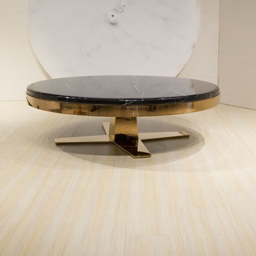 2017 Newest Rose Golden Round Shape Marble Coffee Table for Wedding Event