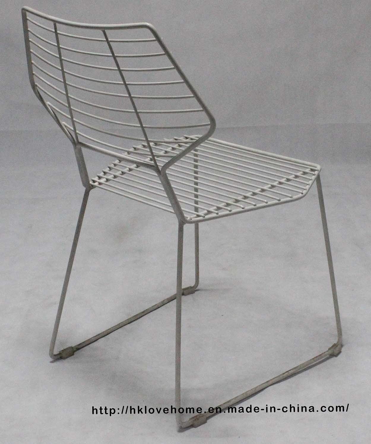 Replica Restaurant Stackable Furniture White Metal Wire Dining Chair