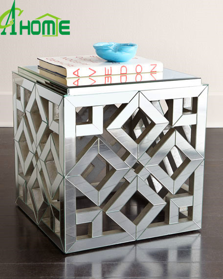 Handcraft Square MDF Table Mini Glass Coffee Table