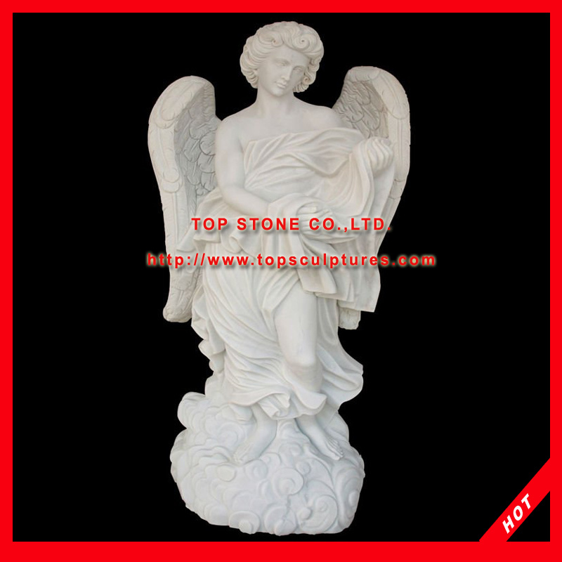 Garden Decoration Stone Carving Marble Woman Angel Sculpture